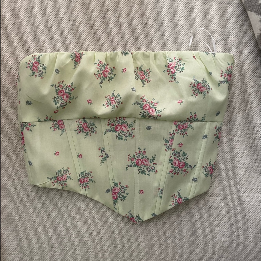 princess poly womens bustier yellow and pink floral top